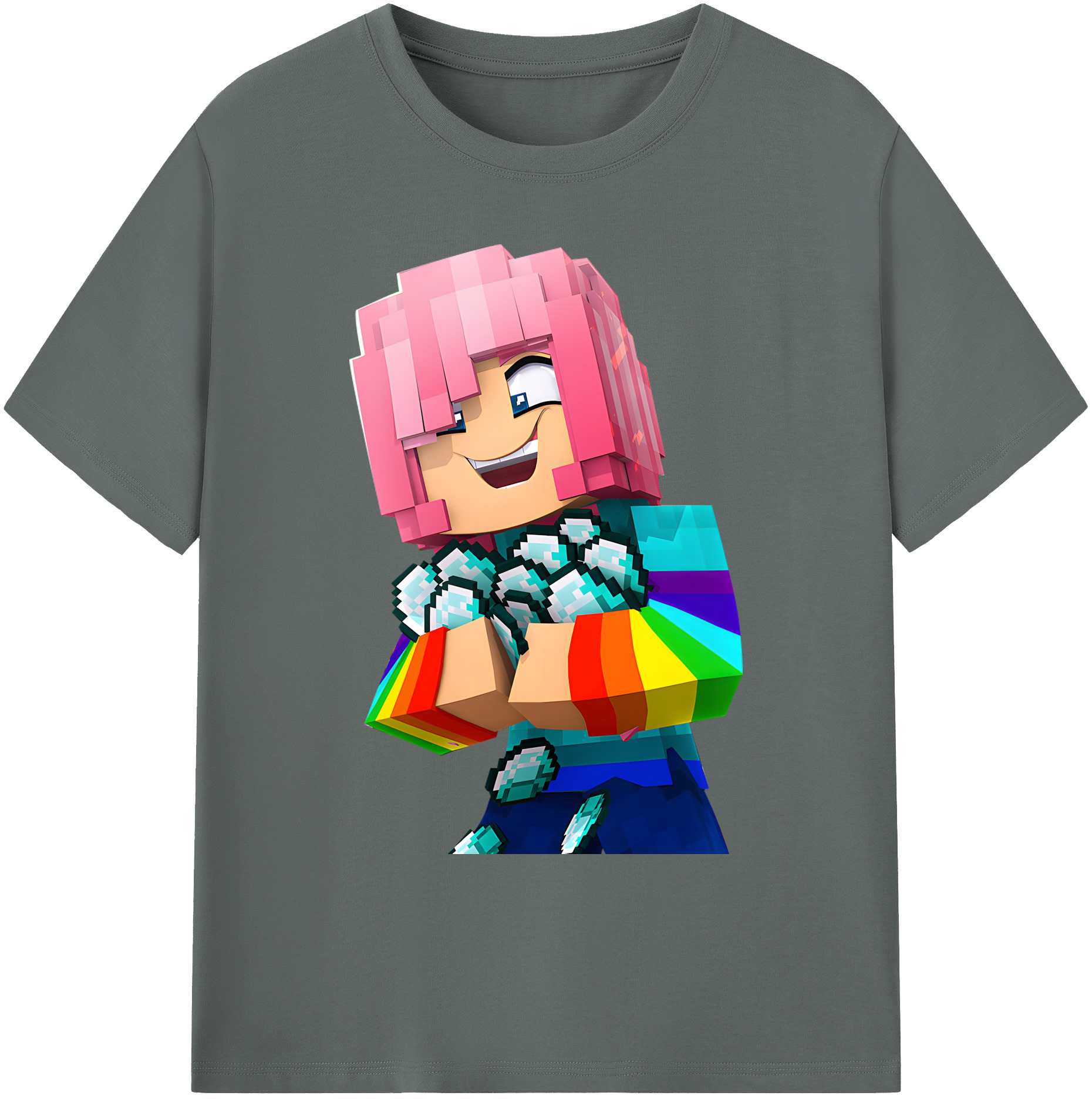 （画像用） マインクラフト ブロックの世界 Minecraft MC Block world 綿100％ メンズ半袖Tシャツ｜肌触りやわらか＆通気性